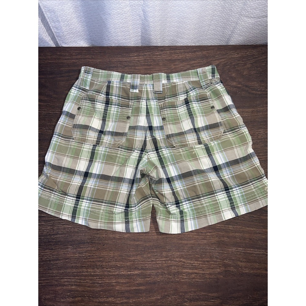 Faded Glory Stretch Y2K Womens Plaid Shorts Size 8 Green Blue - Picture 4 of 8